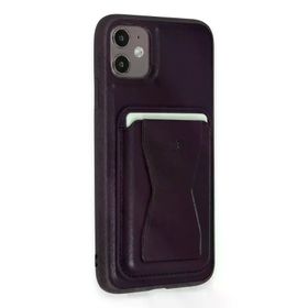 Fuchsia İphone 11 İle Uyumlu Kılıf Hd Deri Luxury Magnet Kartvizitli Derin Mor Kapak