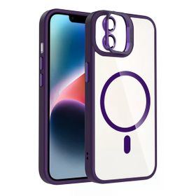 Fuchsia İphone 11 İle Uyumlu Remim Lensli Kablosuz Şarj Özellikli Standlı Derin Mor Kapak