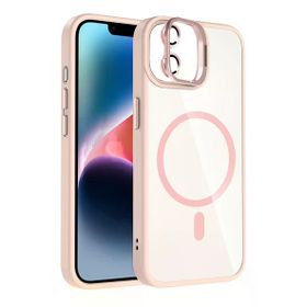 Fuchsia İphone 11 İle Uyumlu Remim Lensli Kablosuz Şarj Özellikli Standlı Pembe Kapak