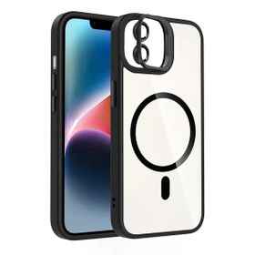 Fuchsia İphone 11 İle Uyumlu Remim Lensli Kablosuz Şarj Özellikli Standlı Siyah Kapak