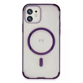 Fuchsia İphone 12 İle Uyumlu Hilton Kablosuz Şarj Özellikli Derin Mor Kapak