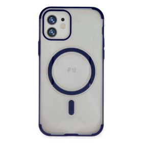Fuchsia İphone 12 İle Uyumlu Hilton Kablosuz Şarj Özellikli Lacivert Kapak