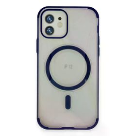 Fuchsia İphone 12 İle Uyumlu Hilton Kablosuz Şarj Özellikli Lacivert Kapak