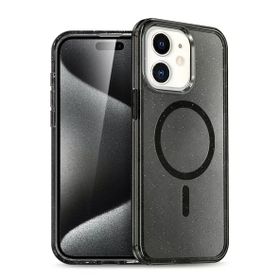 Fuchsia İphone 12 İle Uyumlu Star Kablosuz Şarj Özellikli Siyah Kapak