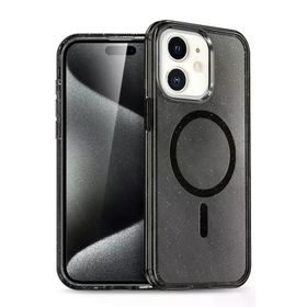 Fuchsia İphone 12 İle Uyumlu Star Kablosuz Şarj Özellikli Siyah Kapak