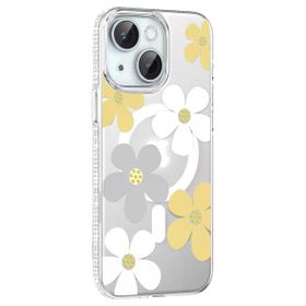 Fuchsia İphone 14 İle Uyumlu Floral Sarı Kablosuz Şarj Özellikli Kapak