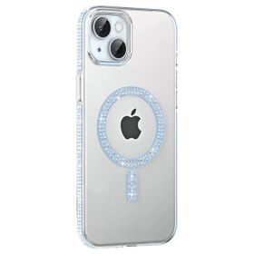 Fuchsia İphone 14 İle Uyumlu Move Taşlı Mavi Kablosuz Şarj Özellikli Kapak