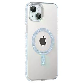 Fuchsia İphone 14 İle Uyumlu Move Taşlı Mavi Kablosuz Şarj Özellikli Kapak