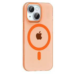 Fuchsia İphone 14 İle Uyumlu Pc Blank Turuncu Kablosuz Şarj Özellikli Kapak