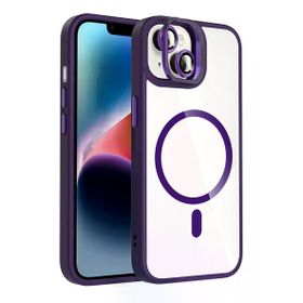 Fuchsia İphone 14 İle Uyumlu Remim Derin Mor Lensli Kablosuz Şarj Özellikli Standlı Kapak