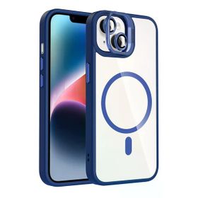 Fuchsia İphone 14 İle Uyumlu Remim Lacivert Lensli Kablosuz Şarj Özellikli Standlı Kapak