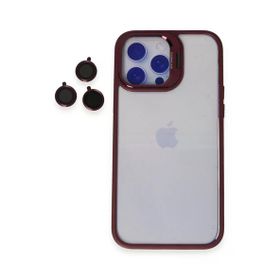 Fuchsia İphone 14 Pro İle Roblox Lens Standlı Kapak - Bordo Uyumlu Kılıf