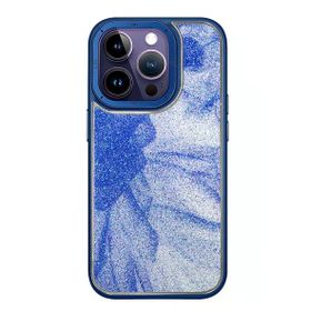 Fuchsia İphone 14 Pro İle Uyumlu Hbc-201 Salvador Lacivert Simli Kapak