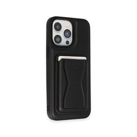 Fuchsia İphone 14 Pro İle Uyumlu Hd Deri Luxury Magnet Kartvizitli Siyah Kılıf