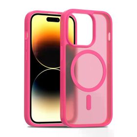 Fuchsia İphone 14 Pro İle Uyumlu Jota Rose Kablosuz Şarj Özellikli Kapak
