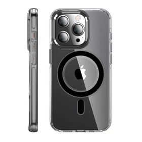 Fuchsia İphone 14 Pro İle Uyumlu Kılıf Crystal Siyah Kablosuz Şarj Özellikli Kapak