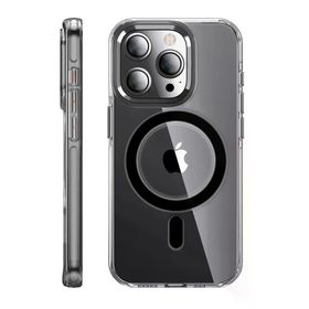 Fuchsia İphone 14 Pro İle Uyumlu Kılıf Crystal Siyah Kablosuz Şarj Özellikli Kapak