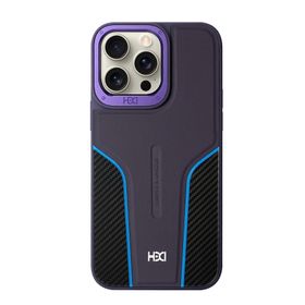 Fuchsia İphone 14 Pro Max İle Uyumlu Hbc-264 Lambor Karbon Fiber Derin Mor Sport Kapak