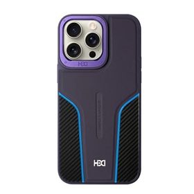 Fuchsia İphone 14 Pro Max İle Uyumlu Hbc-264 Lambor Karbon Fiber Derin Mor Sport Kapak