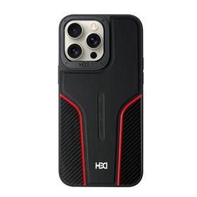 Fuchsia İphone 14 Pro Max İle Uyumlu Hbc-264 Lambor Karbon Fiber Siyah Sport Kapak
