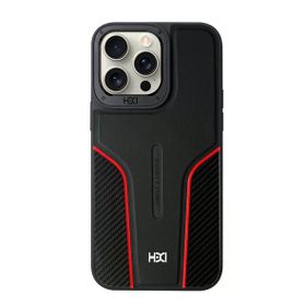 Fuchsia İphone 14 Pro Max İle Uyumlu Hbc-264 Lambor Karbon Fiber Siyah Sport Kapak
