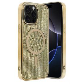 Fuchsia İphone 14 Pro Max İle Uyumlu Helen Gold Kablosuz Şarj Özellikli Kapak