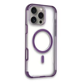 Fuchsia İphone 14 Pro Max İle Uyumlu Hilton Derin Mor Kablosuz Şarj Özellikli Kapak