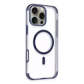 Fuchsia İphone 14 Pro Max İle Uyumlu Hilton Lacivert Kablosuz Şarj Özellikli Kapak