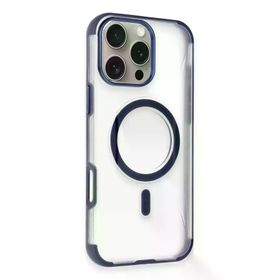 Fuchsia İphone 14 Pro Max İle Uyumlu Hilton Lacivert Kablosuz Şarj Özellikli Kapak