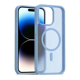 Fuchsia İphone 14 Pro Max İle Uyumlu Jota Açık Mavi Kablosuz Şarj Özellikli Kapak
