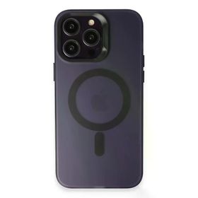 Fuchsia İphone 14 Pro Max Uyumlu Mateks Kablosuz Şarj Özellikli Derin Mor Kılıf