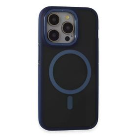 Fuchsia İphone 14 Pro Max Uyumlu Rocky Kablosuz Şarj Özellikli Lacivert Kılıf