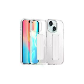 Fuchsia İphone 15 İle Uyumlu Kılıf Alfa Şeffaf Kablosuz Şarj Özellikli Standlı Kapak