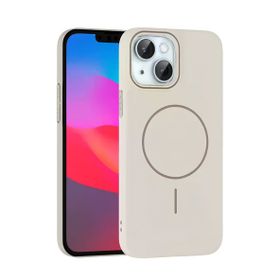 Fuchsia İphone 15 İle Uyumlu Plus Broş Krem Kablosuz Şarj Özellikli Kapak