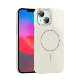 Fuchsia İphone 15 İle Uyumlu Plus Broş Krem Kablosuz Şarj Özellikli Kapak