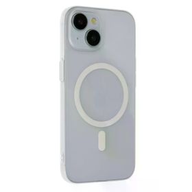 Fuchsia İphone 15 İle Uyumlu Plus Tuna Şeffaf Pc Slim Kablosuz Şarj Özellikli Kapak