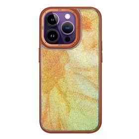Fuchsia İphone 15 Pro İle Uyumlu Hbc-201 Salvador Kahverengi Simli Kapak