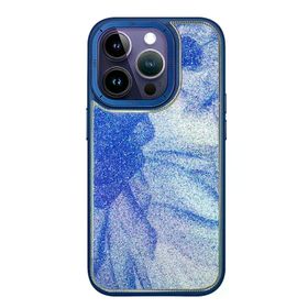Fuchsia İphone 15 Pro İle Uyumlu Hbc-201 Salvador Lacivert Simli Kapak