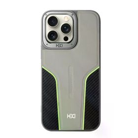 Fuchsia İphone 15 Pro İle Uyumlu Hbc-264 Lambor Natural Grey Karbon Fiber Sport Kapak