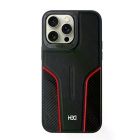 Fuchsia İphone 15 Pro İle Uyumlu Hbc-264 Lambor Siyah Karbon Fiber Sport Kapak