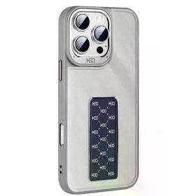 Fuchsia İphone 15 Pro İle Uyumlu Hbc-265 Madrid Natural Grey Kablosuz Şarj Özellikli Standlı Kapak