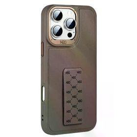 Fuchsia İphone 15 Pro İle Uyumlu Hbc-265 Madrid Titan Gri Kablosuz Şarj Özellikli Standlı Kapak