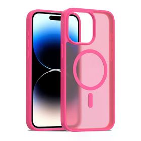 Fuchsia İphone 15 Pro İle Uyumlu Jota Rose Kablosuz Şarj Özellikli Kapak