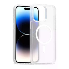 Fuchsia İphone 15 Pro İle Uyumlu Jota Şeffaf Kablosuz Şarj Özellikli Kapak