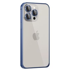 Fuchsia İphone 15 Pro İle Uyumlu Metal Bumper Lacivert Mat Kapak
