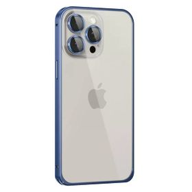 Fuchsia İphone 15 Pro İle Uyumlu Metal Bumper Lacivert Mat Kapak