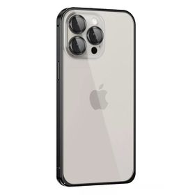 Fuchsia İphone 15 Pro İle Uyumlu Metal Bumper Siyah Mat Kapak