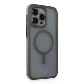 Fuchsia İphone 15 Pro İle Uyumlu Toras Airbag Titan Gri Kablosuz Şarj Özellikli Kapak