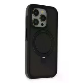 Fuchsia İphone 15 Pro İle Uyumlu Zorda Siyah Airbag Kablosuz Şarj Özellikli Standlı Kapak