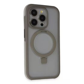 Fuchsia İphone 15 Pro İle Uyumlu Zorda Titan Gri Airbag Kablosuz Şarj Özellikli Standlı Kapak